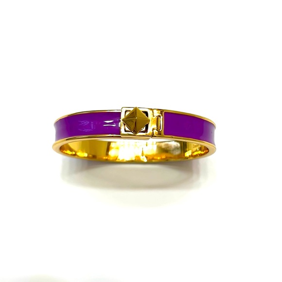Kate Spade Purple Baja Rose Hinged Turn Lock Pyramid Bangle - Picture 3 of 8